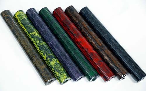 Colored carbon fiber tubes in assorted colors